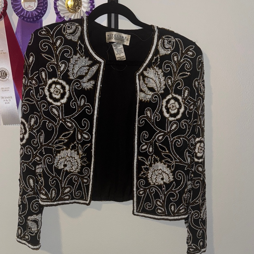 Black Floral beaded Women's Blazer